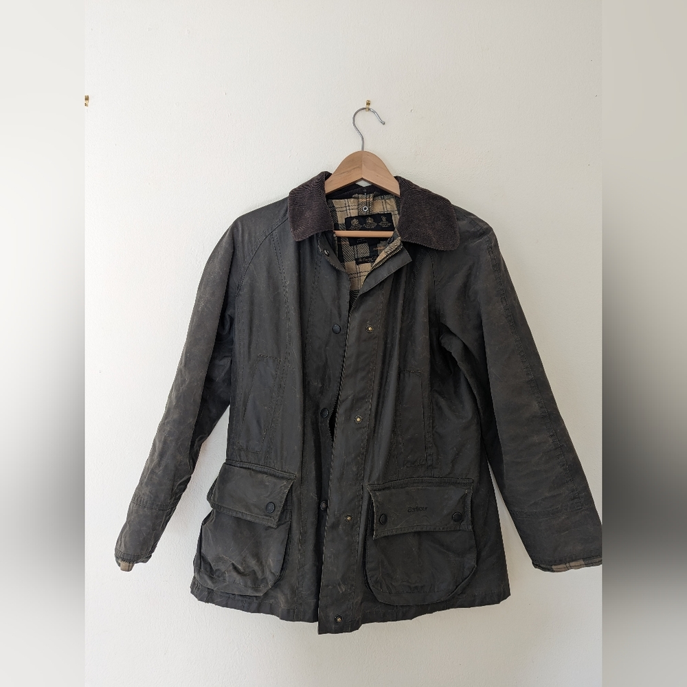 Barbour Beadnell Green Wax Jacket US 4/UK 8 with hood